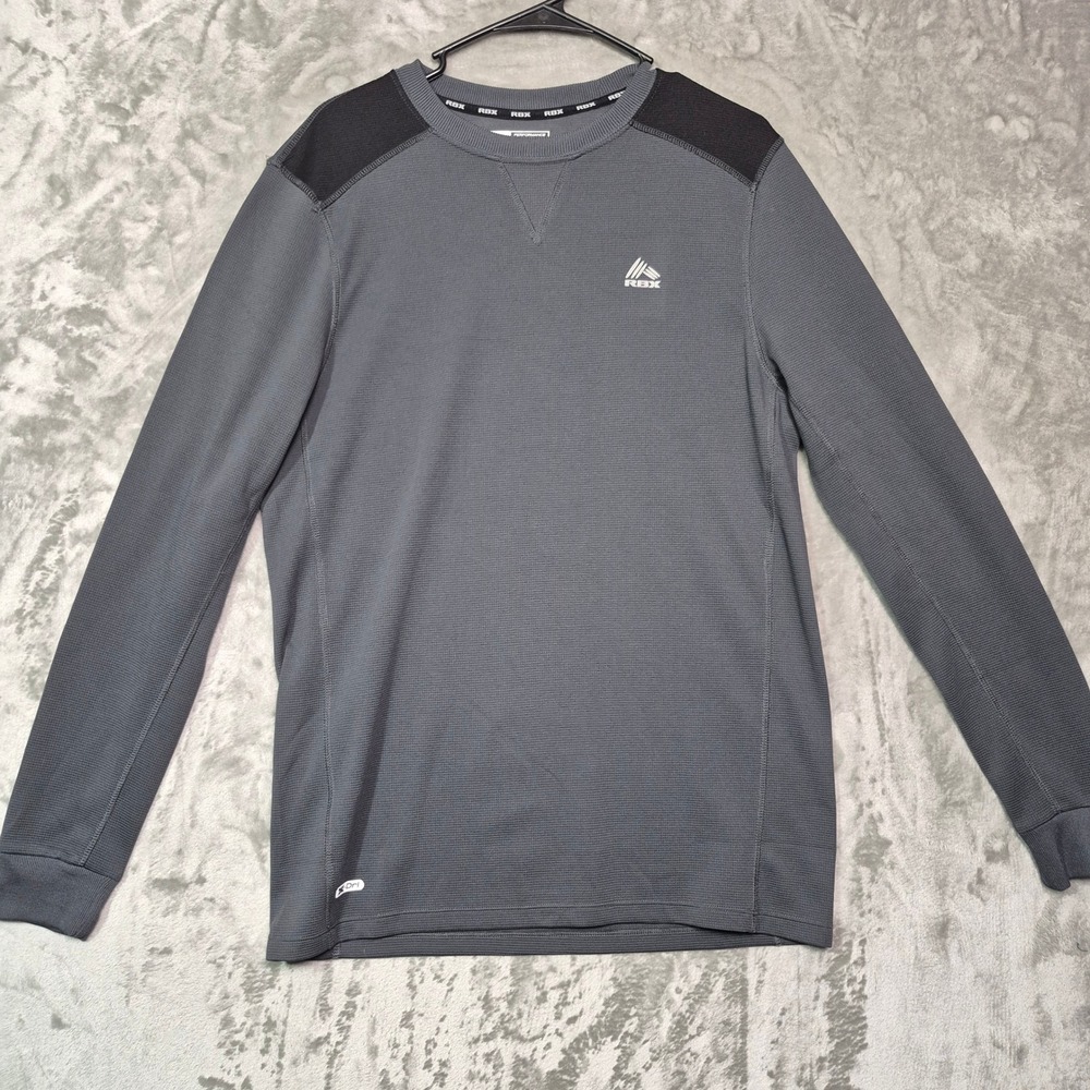 RBX Performance Mens Gray Waffle Knit Long Sleeve X-Dri Athletic Shirt Size M